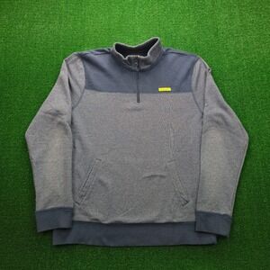 Prince & Fox Mens XL Quarter Zip Pullover Sweater Grey Blue Two Tone Fleece